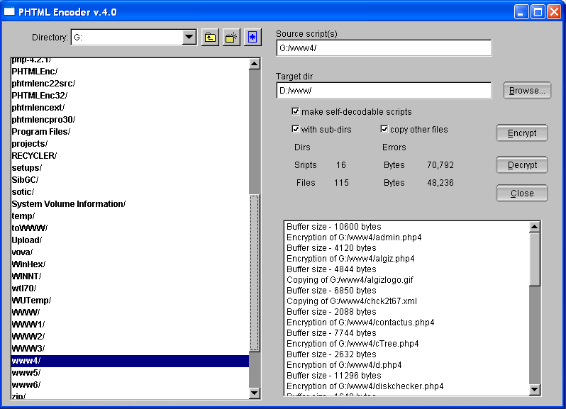 Screenshot for PHTML Encoder 6.3